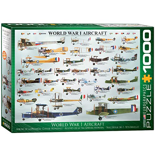 Bundle of 2 |EuroGraphics World War I Aircraft 1000-Piece Puzzle + Smart Puzzle Glue Sheets