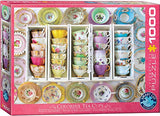 Bundle of 2 |EuroGraphics (EURHR Tea Cups Boxes 1000-Piece Puzzle + Smart Puzzle Glue Sheets