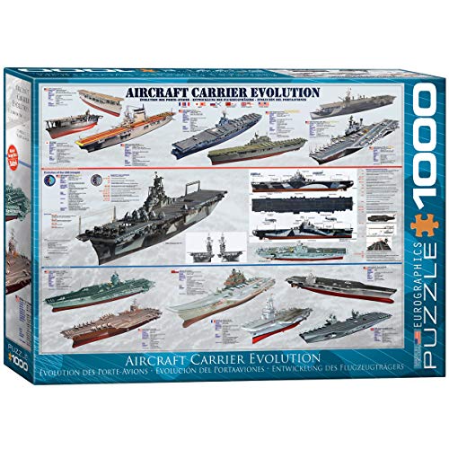Bundle of 2 |EuroGraphics Aircraft Carrier Evolution Puzzle (1000-Piece) + Smart Puzzle Glue Sheets