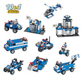 Brictek Building Construction Sets 10-in-1 Police Rescue Team + Free 2pcs Police Figurine Set