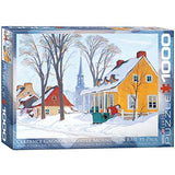 Bundle of 2 |EuroGraphics Hiver Baie-Saint-Paul by Clarence Gagnon 1000-Piece Puzzle + Smart Puzzle Glue Sheets