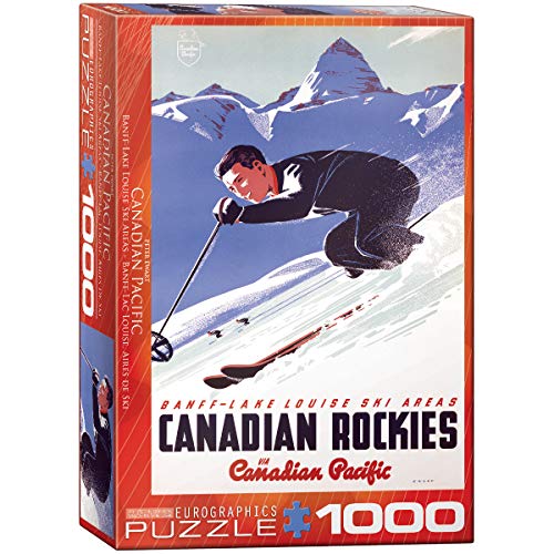 Bundle of 2 |EuroGraphics CP Rail Lake Louise Ski Area 1000-Piece Puzzle + Smart Puzzle Glue Sheets