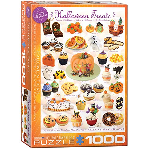 Bundle of 2 |EuroGraphics Halloween Treats 1000-Piece Puzzle + Smart Puzzle Glue Sheets