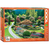 Bundle of 2 |EuroGraphics Butchart Gardens - Sunken Garden Jigsaw Puzzle (1000-Piece) + Smart Puzzle Glue Sheets
