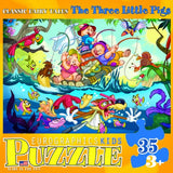 Bundle of 2 |EuroGraphics 35-Piece Classicic Fairy Tales The Three Little Pigs Puzzle + Smart Puzzle Glue Sheets