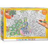 Bundle of 2 |EuroGraphics Majestic Feathers Color Me Puzzle (300-Piece) + Smart Puzzle Glue Sheets