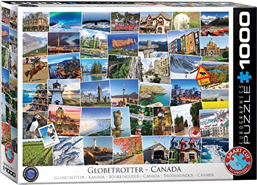 Bundle of 2 |EuroGraphics Canada Globetrotter Puzzle (1000-Piece) + Smart Puzzle Glue Sheets