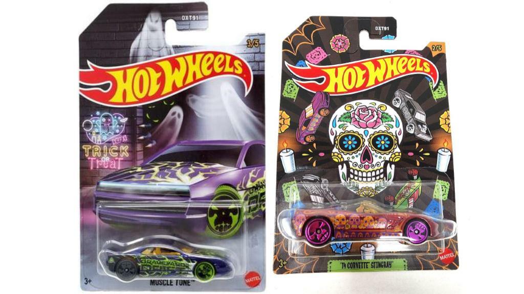 Bundle of 2 | Hot Wheels Halloween Theme 1:64 Die-Cast Cars | Muscle Tone & '14 Corvette Stingray