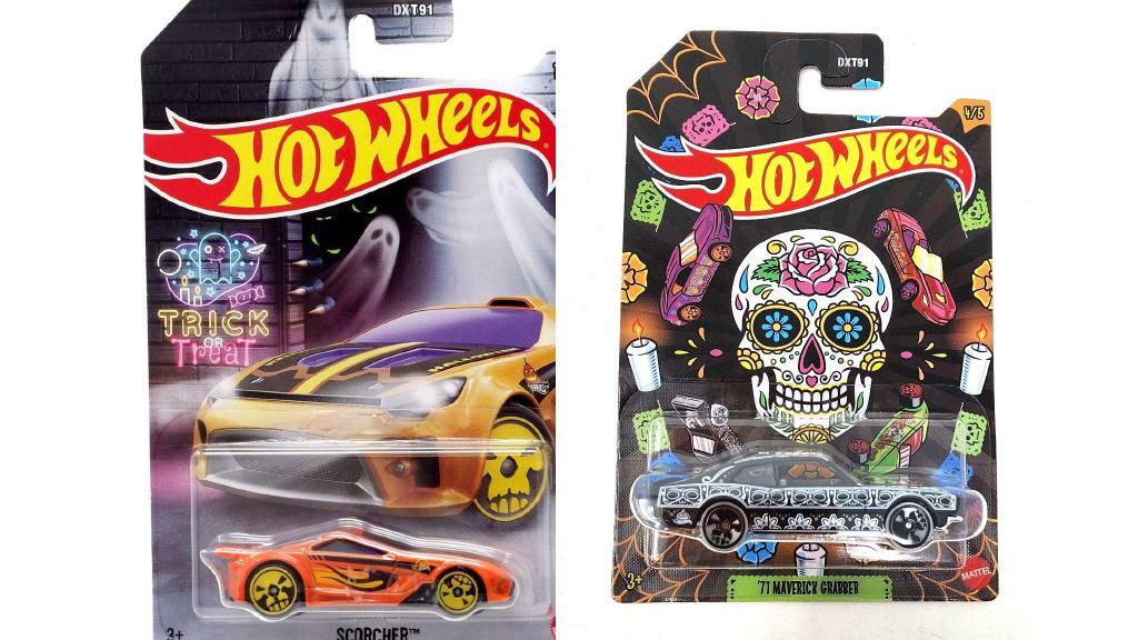 Bundle of 2 | Hot Wheels Halloween Theme 1:64 Die-Cast Cars | Scorcher & '71 Maverick Grabber