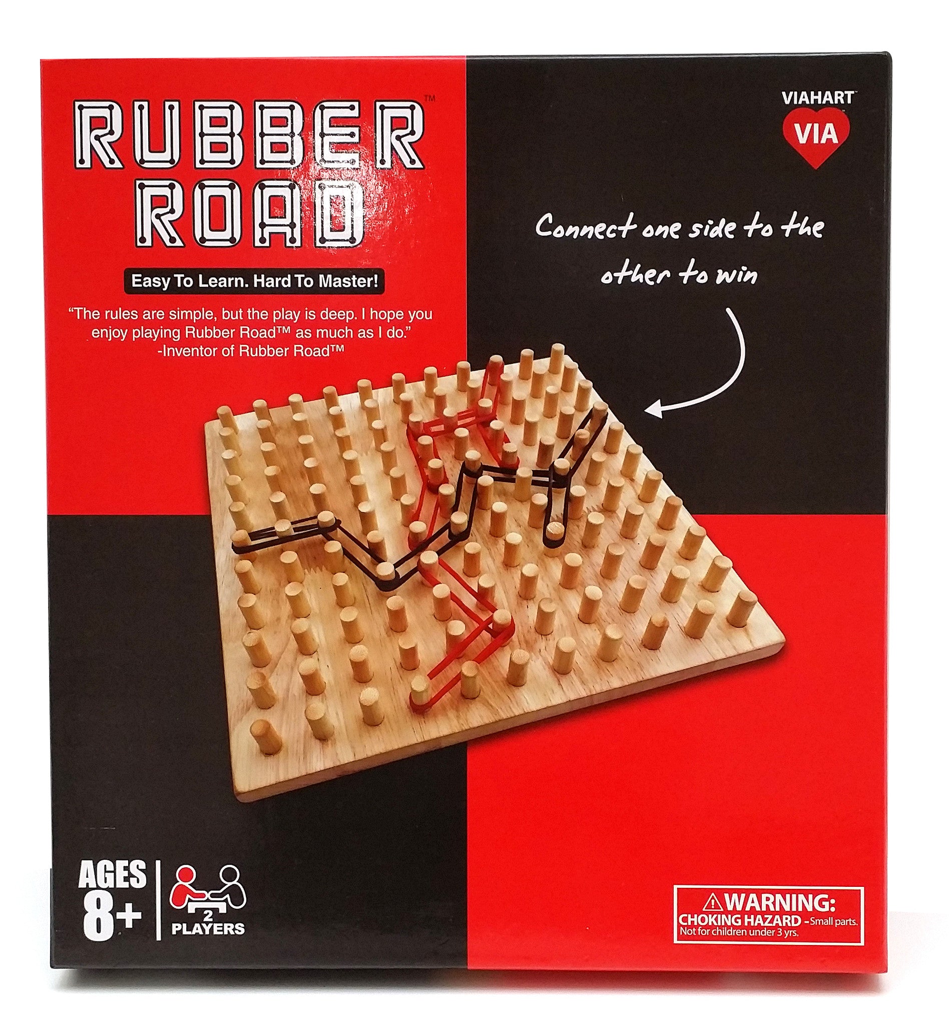 VIAHART Rubber Road Rubber Band Wooden Board Game and Pegboard