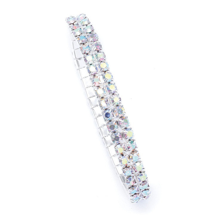 2-Row Iridescent Rhinestone Stretch Bracelet 260B