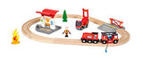 BRIO 33815 Rescue Firefighter Set | 18 Piece Train Toy with a Fire Truck, Accessories and Wooden Tracks for Ages 3 and Up