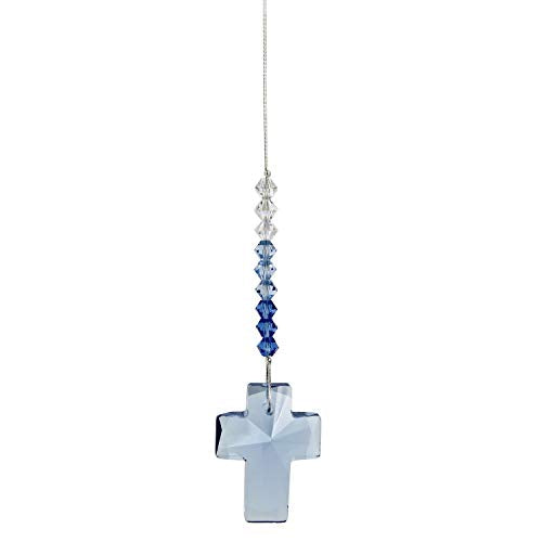 Woodstock Chimes DDCSA Rainbow Makers Crystal Suncatcher, Cross - Sapphire