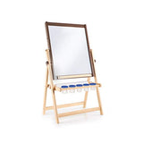 Guidecraft 4-in-1 Flipping Floor Easel - Magnetic Whiteboard, Chalkboard, Paint Cups, and Paper Roller: Toddlers Classroom, School Supply Art Furniture for Kids