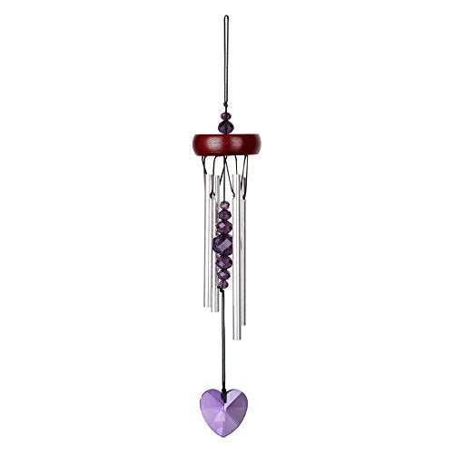 Woodstock Crystal Heart Charm Wind Chime - Purple