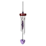 Woodstock Crystal Heart Charm Wind Chime - Purple