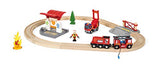 BRIO 33815 Rescue Firefighter Set | 18 Piece Train Toy with a Fire Truck, Accessories and Wooden Tracks for Ages 3 and Up