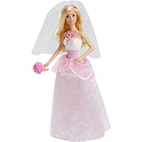 Barbie Bride Doll in White and Pink Dress with Veil and Bouquet