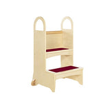 Guidecraft Kitchen Helper High-Rise Step-Up - Natural: Wooden Step Stool for Toddlers, Counter Height with Handholds - Quality Kids' Furniture