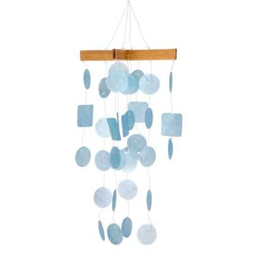 Woodstock Chimes C138 The Original Guaranteed Musically Tuned Chime Asli Arts Collection, Mini, Capiz - Light Blue