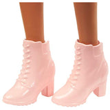 Barbie Fashionistas Doll with Long Brunette Hair Wearing Mouse-Print Dress, Pink Booties & Sunglasses, Toy for Kids 3 to 8 Years Old