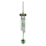 Woodstock Crystal Heart Charm Wind Chime - Green