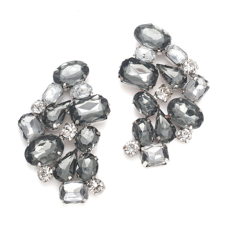 Wedding Faux Gem Clear & AB Cluster Earrings 3442E