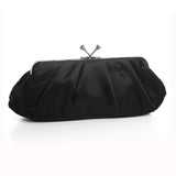 Classic Black Satin Evening Bag with Soft Pleats 3545EB-JE