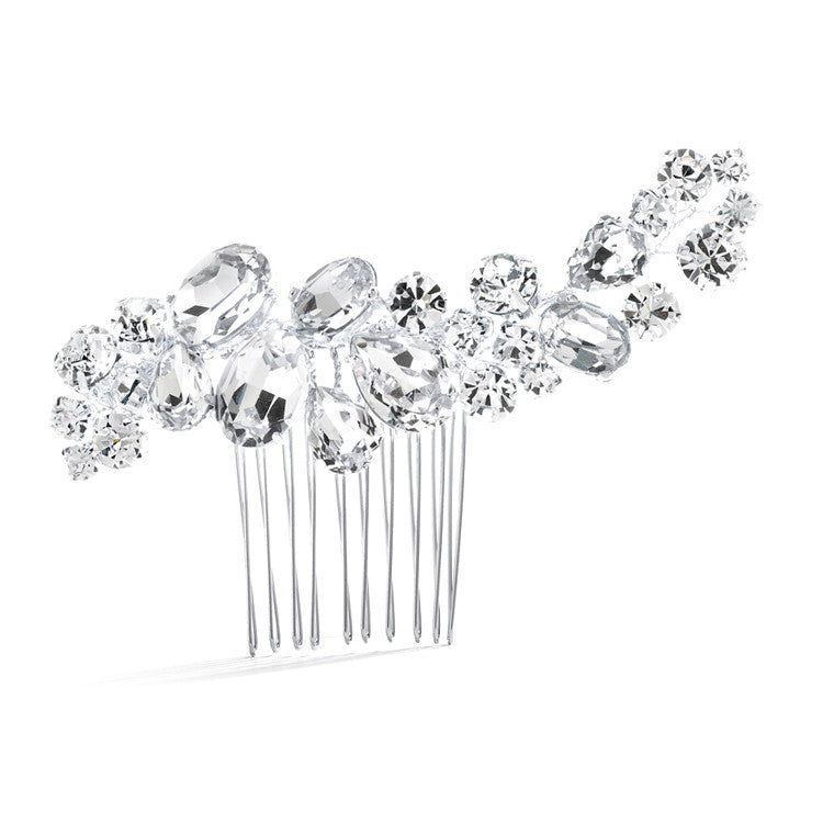 Bold Crystal Cluster Wedding or Pageant Comb 3582HC