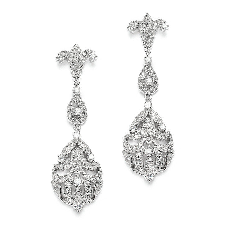 Opulent Vintage Cubic Zirconia Wedding Earrings 3628E