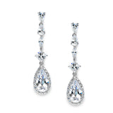 Slender Teardrop Wedding or Prom CZ Dangle Earrings 3647E