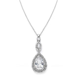 Cubic Zirconia Bridal Necklace Pendant with Framed Pear 3755N