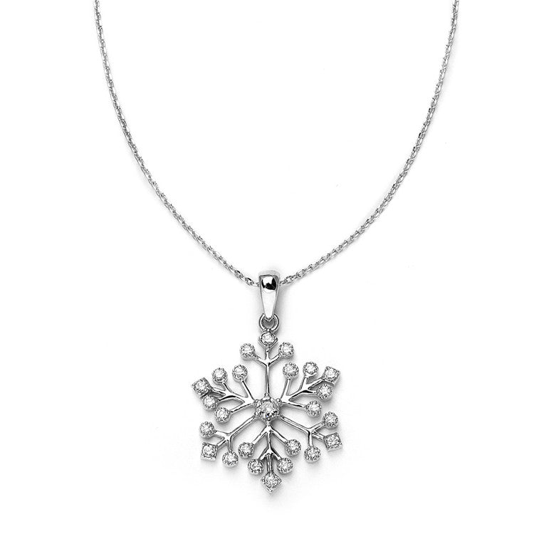 Winter Wedding Cubic Zirconia Snowflake Necklace Pendant 3758N