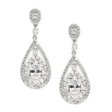Cubic Zirconia Mosaic Teardrop Bridal, Prom or Wedding Earrings 3784E