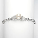 Sleek Designer Pearl & Cubic Zirconia Wedding Bracelet 3827B