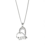 Wedding or Bridesmaids Gift Heart Shaped "Love" Necklace with Cubic Zirconia