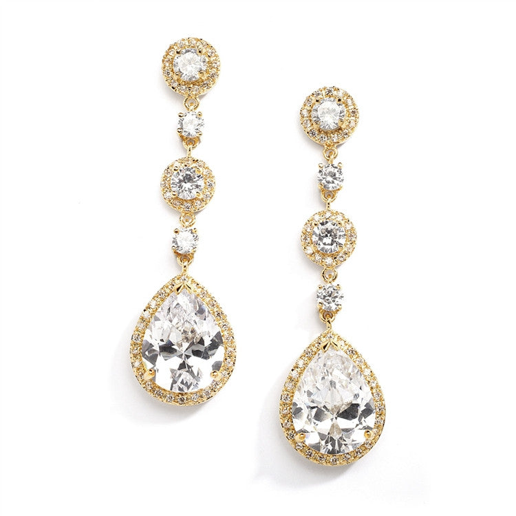Best-Selling Pear-shaped Drop Bridal Earrings with Pave CZ - Clip 400EC
