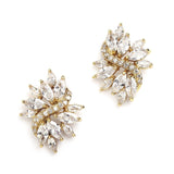 Cubic Zirconia Cluster Bridal Earrings with Delicate Marquis Stones 4014E