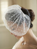 Retro 1950's Polka Dot Face Veil with Hand Made Satin Bow 4088V