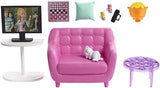 Barbie Indoor Furniture Playset, Living Room Includes Kitten, Furniture and Accessories for Movie and Game Night
