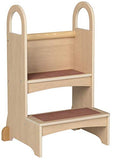 Guidecraft Kitchen Helper High-Rise Step-Up - Natural: Wooden Step Stool for Toddlers, Counter Height with Handholds - Quality Kids' Furniture