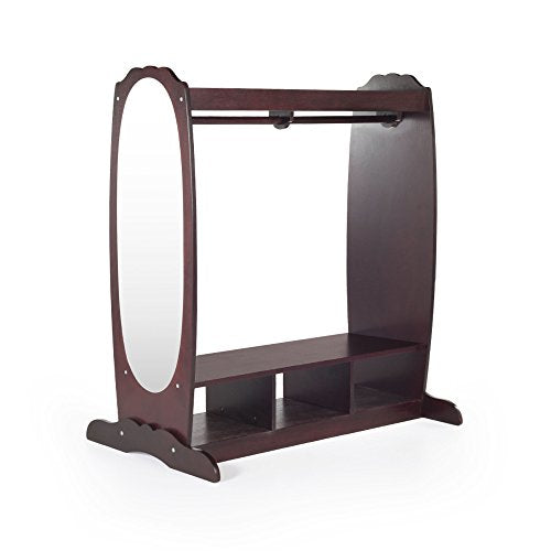 Guidecraft Dress Up Storage  Espresso: Kids' Costume Dresser, Armoire with Rack, Toy Bins and Full Mirror - Playroom Organizer, Children Room Furniture