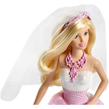 Barbie Bride Doll in White and Pink Dress with Veil and Bouquet