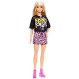 Barbie Fashionistas Doll #155 with Blond Hair with Rock Tee and Skirt, Toy for Kids 3 to 8 Years Old