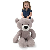 GUND Fuzzy Teddy Bear Jumbo Stuffed Animal Plush, Gray, 34"