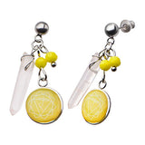 Women's Stainless Steel Yellow Solar Plexus Chakra Arts Earrings