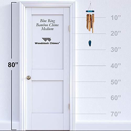 Woodstock Chimes C267 The Original Guaranteed Musically Tuned Chime Asli Arts Collection, Medium, Bamboo-Blue Ring