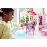 Barbie Doll and Dollhouse, Portable 1-Story Playset with Pool and Accessories, for 3 to 7 Year Olds