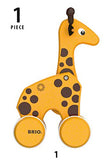 BRIO 30200 Infant & Toddler - Pull Along Giraffe Wood Baby Toy with Bobbing Head for Kids Ages 1 and up, Yellow/Brown