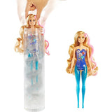 Barbie Color Reveal Doll with 7 Surprises: 4 Bags Contain Skirt, Shoes, Earrings & Brush; Water Reveals Confetti-Print; Doll’s Look & Color Change on Hair & Face; Party Series